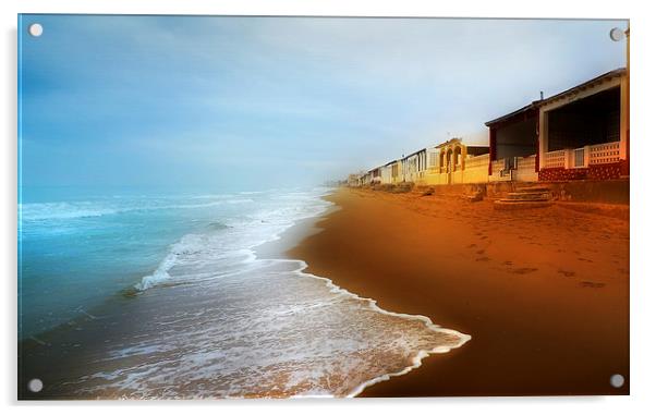  Spanish Beach Huts Acrylic by Mal Bray