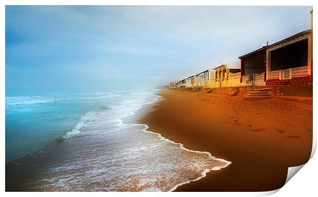  Spanish Beach Huts Print by Mal Bray
