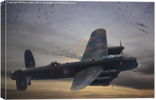Lancaster Bomb run Canvas Print by Rob Lester