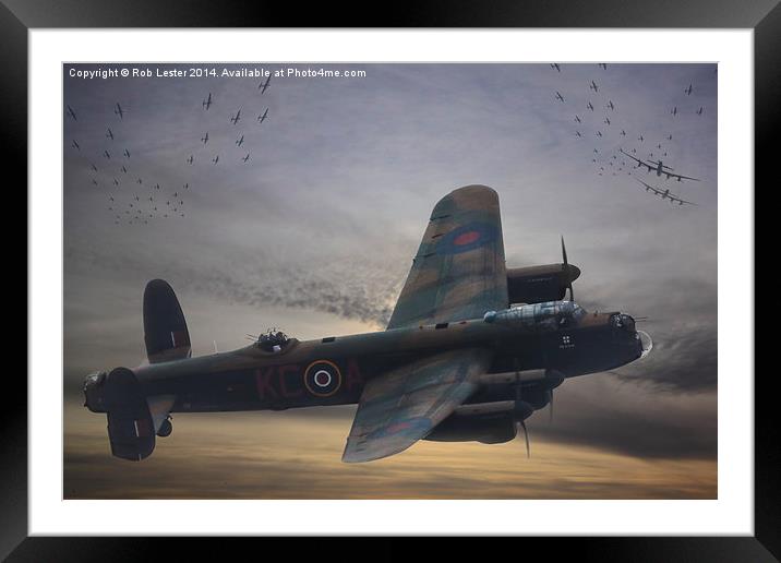 Lancaster Bomb run Framed Mounted Print by Rob Lester