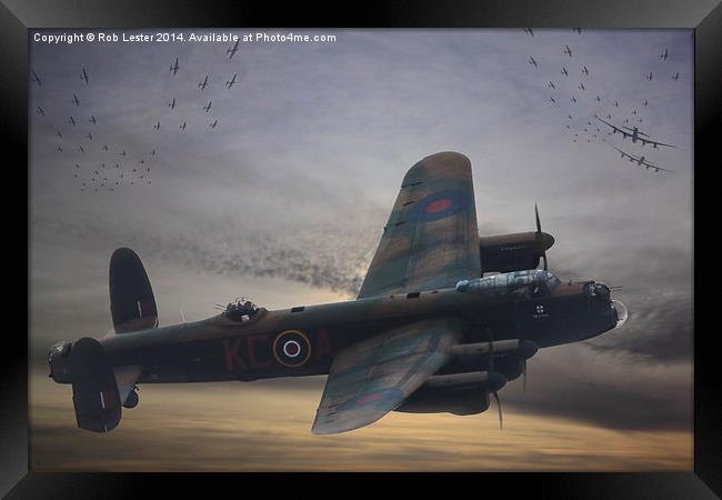 Lancaster Bomb run Framed Print by Rob Lester