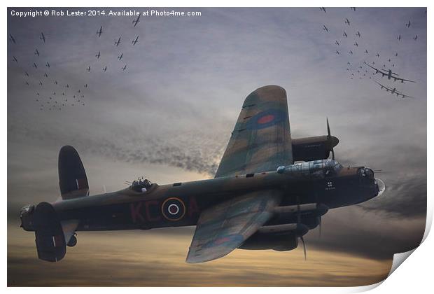 Lancaster Bomb run Print by Rob Lester