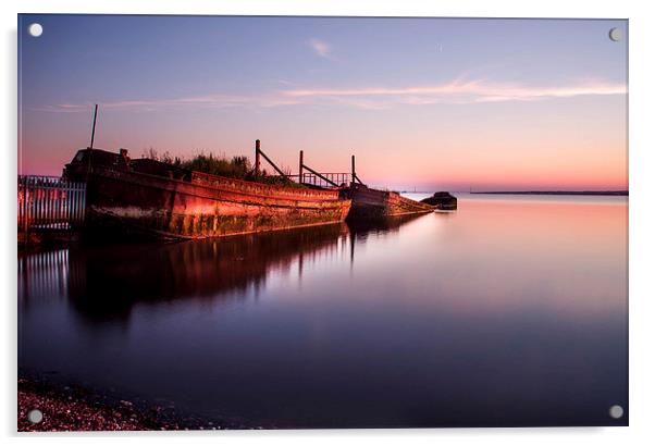 Sunset barge  Acrylic by john Sprague