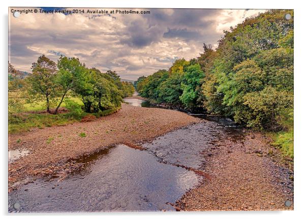 River Swale in Autumn Acrylic by Trevor Kersley RIP