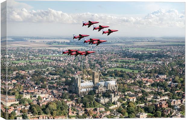 Red Arrows over Lincoln Canvas Print by Gary Eason