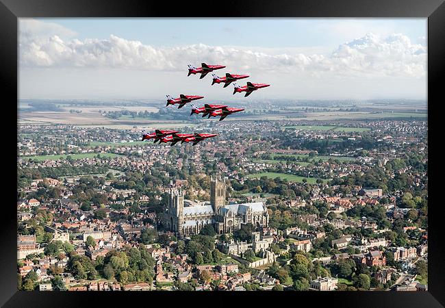 Red Arrows over Lincoln Framed Print by Gary Eason