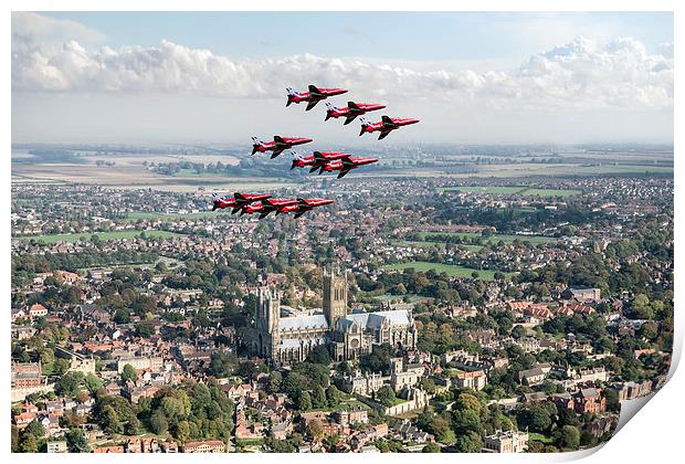 Red Arrows over Lincoln Print by Gary Eason