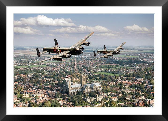 Two Lancasters over Lincoln Cathedral Framed Mounted Print by Gary Eason