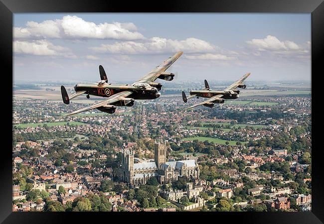 Two Lancasters over Lincoln Cathedral Framed Print by Gary Eason