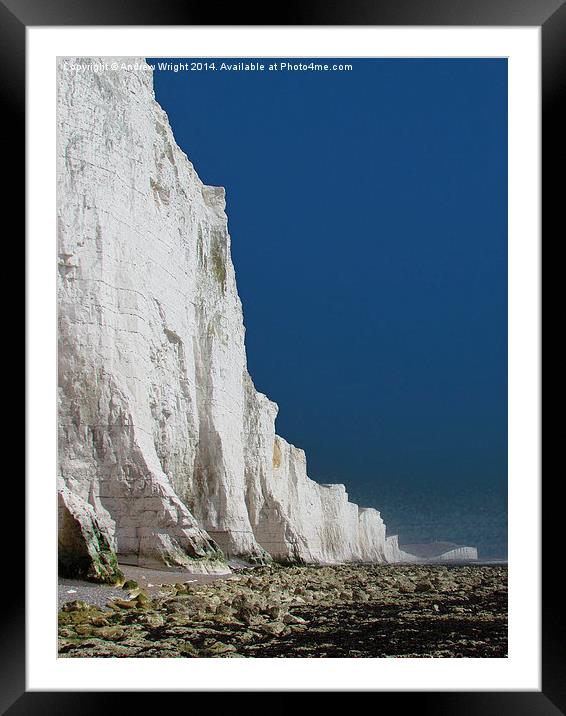  White Cliffs, Seven Sisters, Sussex Framed Mounted Print by Andrew Wright
