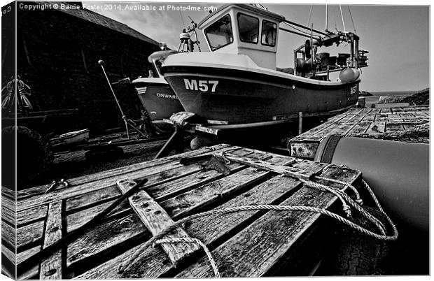  Porthgain Harbour Mono Canvas Print by Barrie Foster