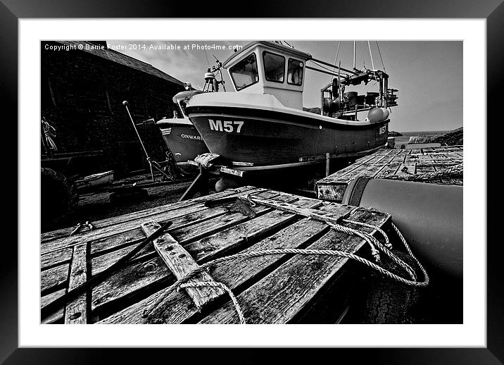  Porthgain Harbour Mono Framed Mounted Print by Barrie Foster