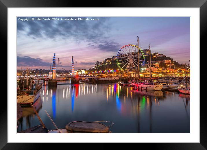 Torquay Harbour at Twilight Framed Mounted Print by John Fowler