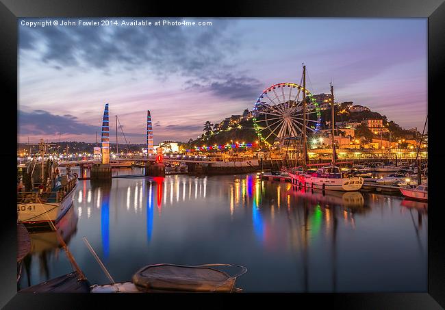 Torquay Harbour at Twilight Framed Print by John Fowler