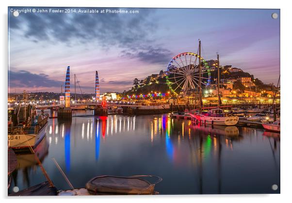Torquay Harbour at Twilight Acrylic by John Fowler