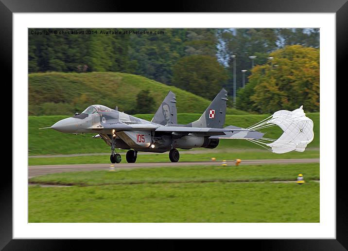  MiG-29 with brake shoot Framed Mounted Print by chris albutt