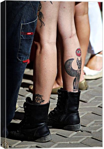  Legs with boots and tattoo Canvas Print by Jose Manuel Espigares Garc
