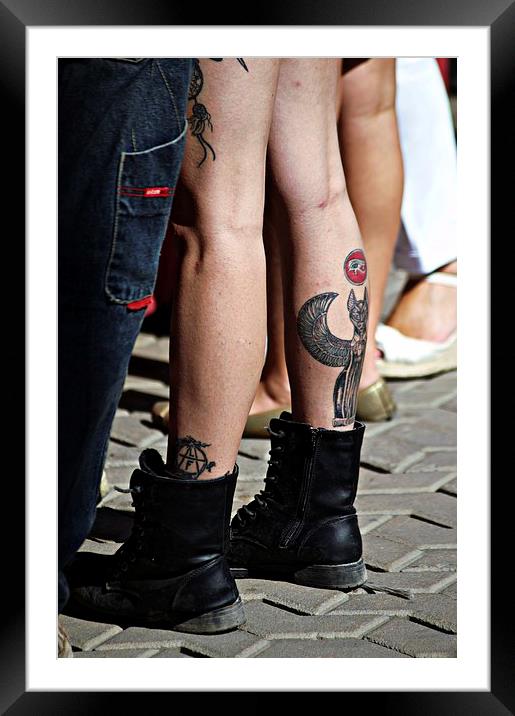  Legs with boots and tattoo Framed Mounted Print by Jose Manuel Espigares Garc