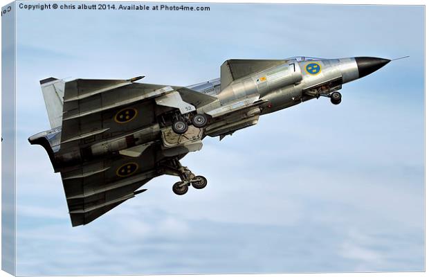   Saab AJS-37 Viggen getting airborne at RAF Waddi Canvas Print by chris albutt