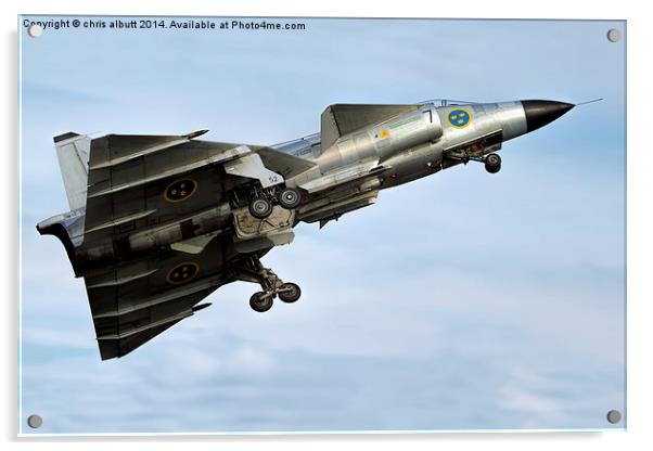   Saab AJS-37 Viggen getting airborne at RAF Waddi Acrylic by chris albutt