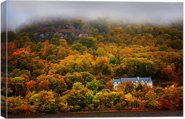  Cottage on the Shore of Loch Ness. Scotland  Canvas Print by Jenny Rainbow