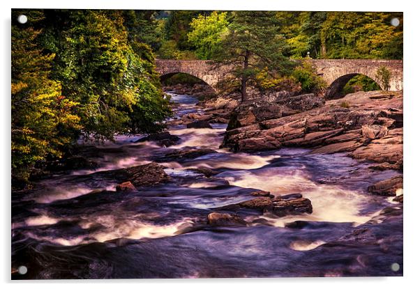  Dark Waters of Dochart Falls. Scotland  Acrylic by Jenny Rainbow