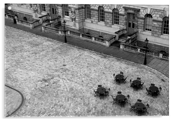  Somerset House Courtyard and chairs Acrylic by Jamie Lumley