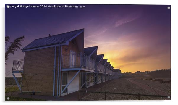 Early Morning Beach Huts Acrylic by Wight Landscapes