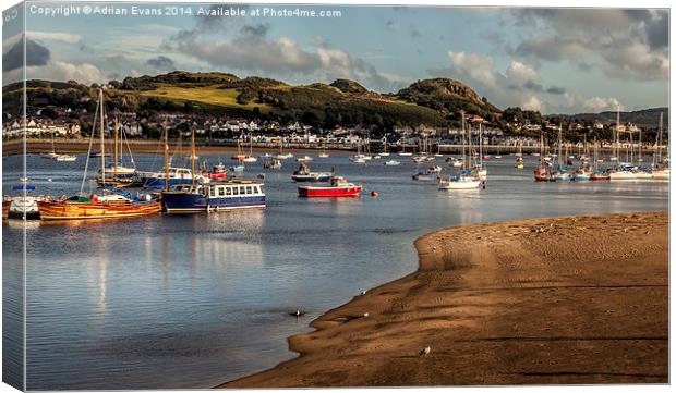 Boats In The Harbour Canvas Print by Adrian Evans
