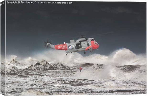  Sea King Rescue Canvas Print by Rob Lester