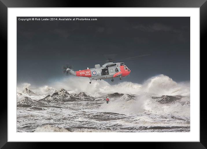  Sea King Rescue Framed Mounted Print by Rob Lester