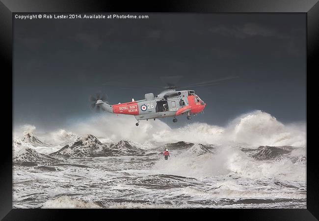  Sea King Rescue Framed Print by Rob Lester