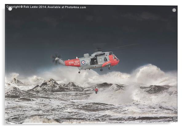  Sea King Rescue Acrylic by Rob Lester