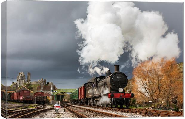  Leaving the storm at Corfe Castle Canvas Print by Ian Duffield