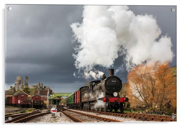  Leaving the storm at Corfe Castle Acrylic by Ian Duffield