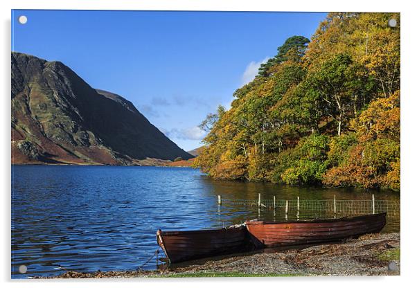  Boats moored at Crummock Water Acrylic by Ian Duffield