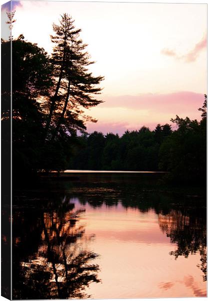 Sunset over Lake Arrowhead, Maine Canvas Print by Jean Scott