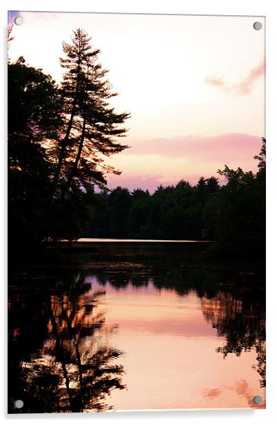 Sunset over Lake Arrowhead, Maine Acrylic by Jean Scott