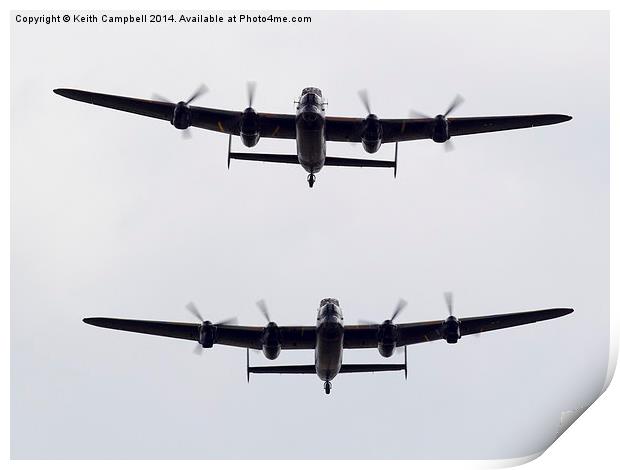  AVRO Lancasters head-on Print by Keith Campbell