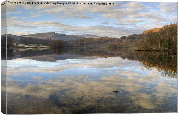  Rydal Water Reflections Canvas Print by Jamie Green