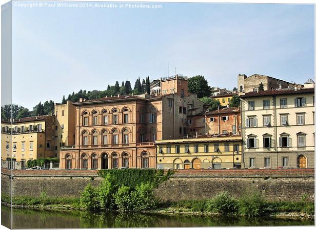 Riverside Buildings in Florence Canvas Print by Paul Williams