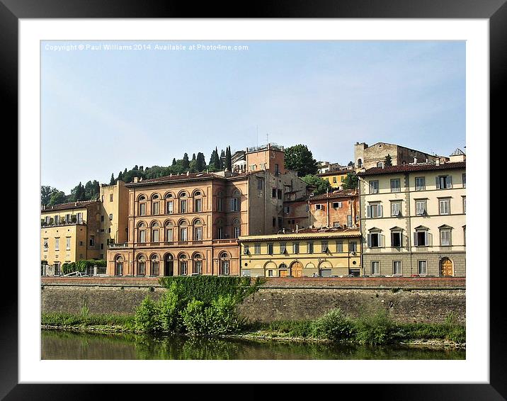  Riverside Buildings in Florence Framed Mounted Print by Paul Williams