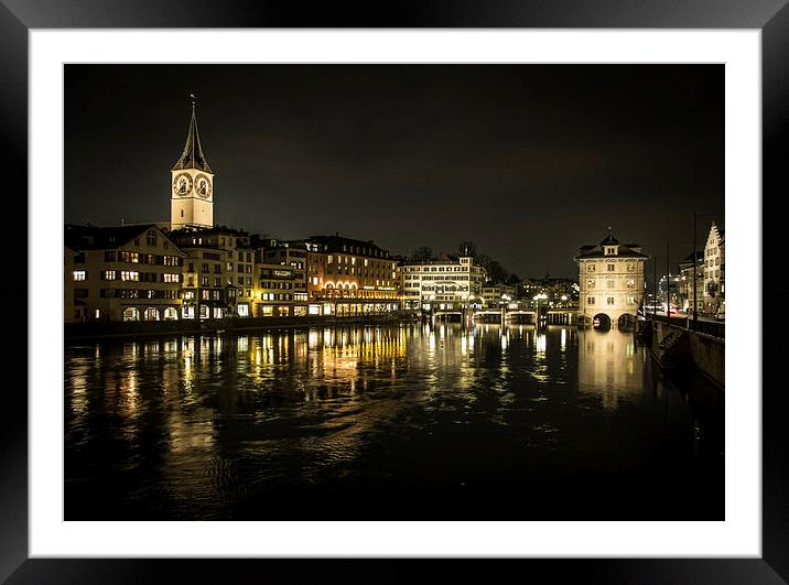  Zurich by Night Framed Mounted Print by Bob Small