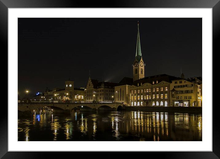 Zurich by Night  Framed Mounted Print by Bob Small