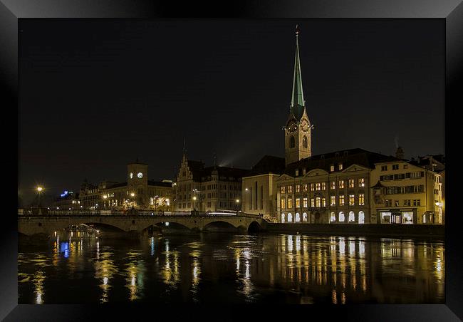 Zurich by Night  Framed Print by Bob Small
