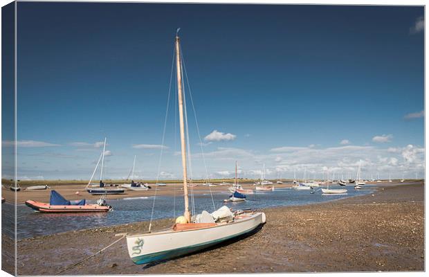  Brancaster Staithe at Low Tide Canvas Print by Stephen Mole