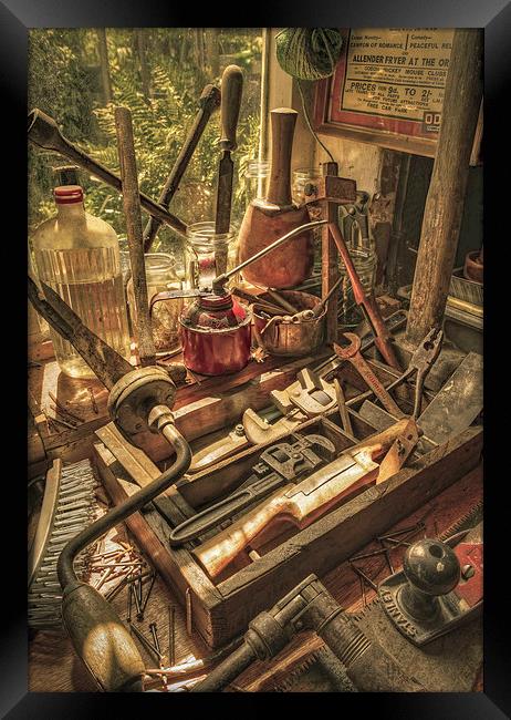 Vintage Tools In a Shed Framed Print by Mal Bray
