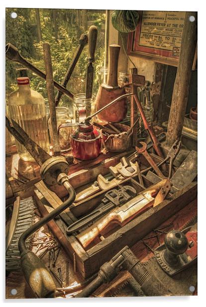  Vintage Tools In a Shed Acrylic by Mal Bray