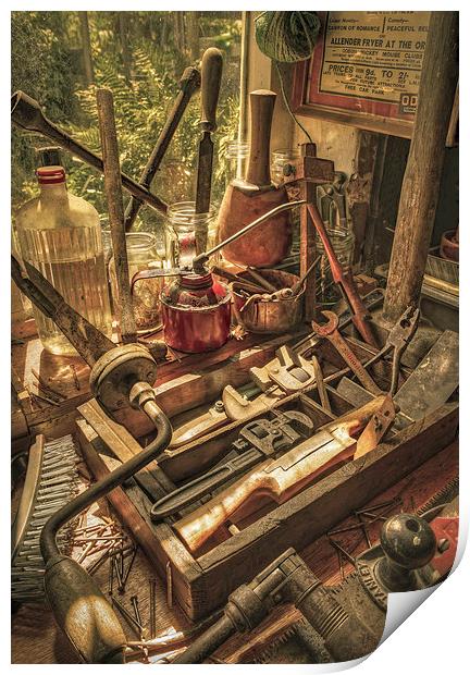  Vintage Tools In a Shed Print by Mal Bray