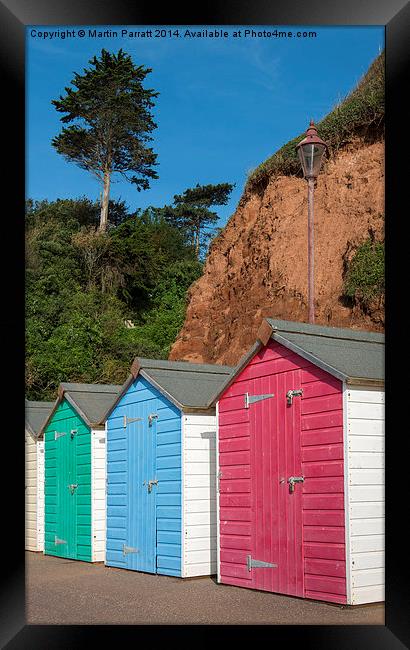 Seaton Beach Huts Framed Print by Martin Parratt